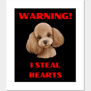 Warning I Steal Hearts Cute Watercolor Poodle Posters and Art